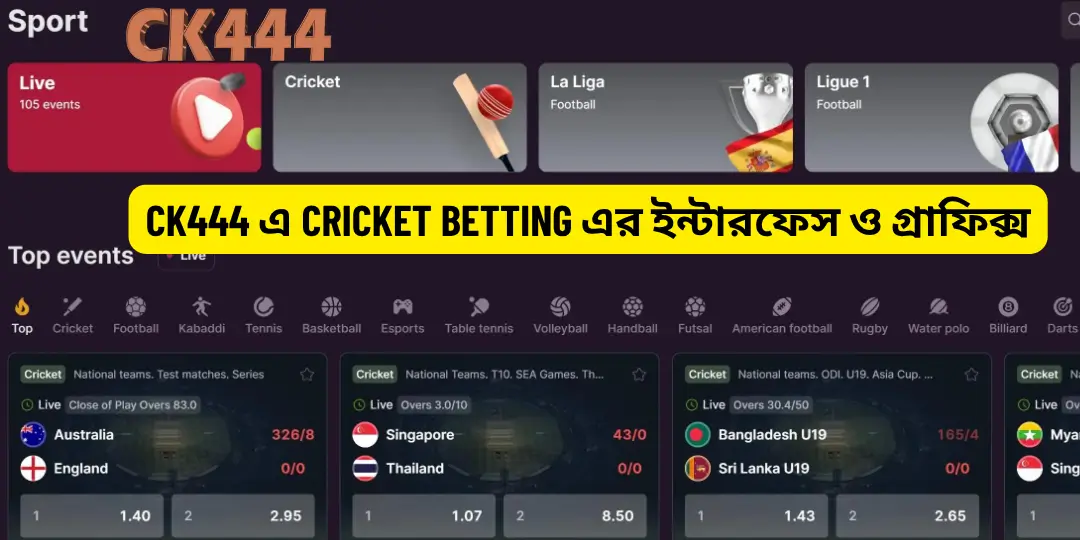 Cricket Betting | 9Wicket লাইভ ক্রিকেট বেটিং গাইড, Odds ও জেতার কৌশল - Ck444 2 Cricket Betting এর ইন্টারফেস ও গ্রাফিক্স - Ck444